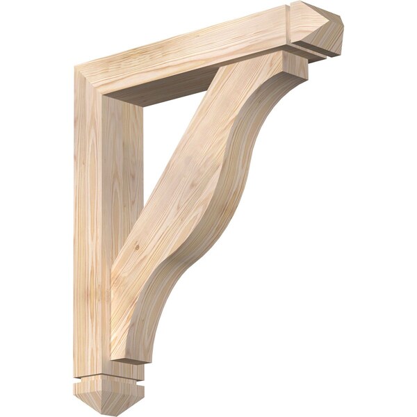 Ekena Millwork Funston Arts and Crafts Smooth Bracket w/ Offset Brace, Douglas Fir, 5 1/2"W x 28"D x 32"H BKT0604X28X32FST03SDF - main